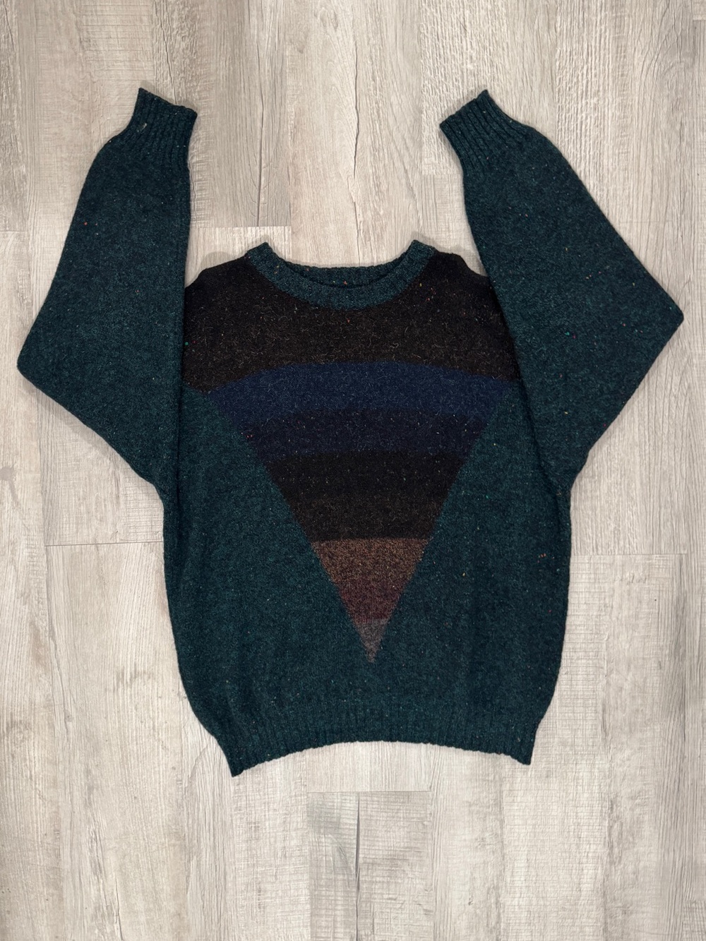 RARE Saturdays vintage 80s wool sweater with geometric triangular pattern